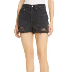 Re/Done 50s destroyed shadow black cutoff denim shorts